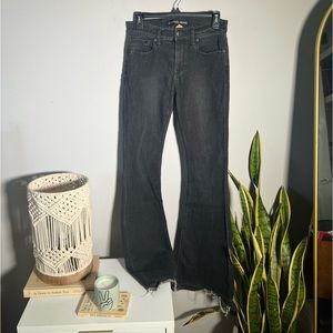 Express Black Distress Flare Jeans